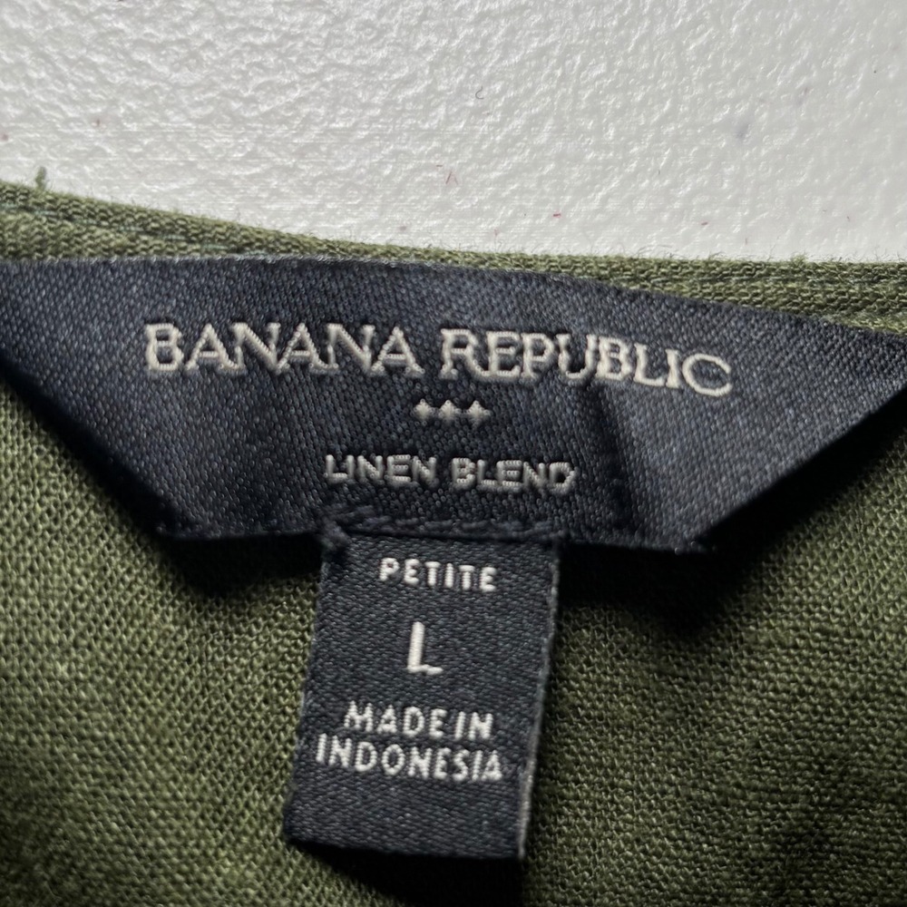 Banana Republic Olive Green Linen Blend Utility Romper Large Petite LP - Picture 6 of 12